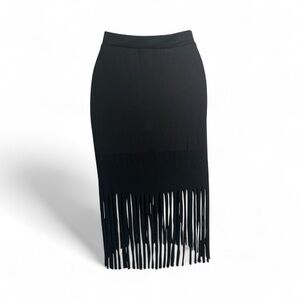 Heart & Hips Black Fringe Midi Skirt